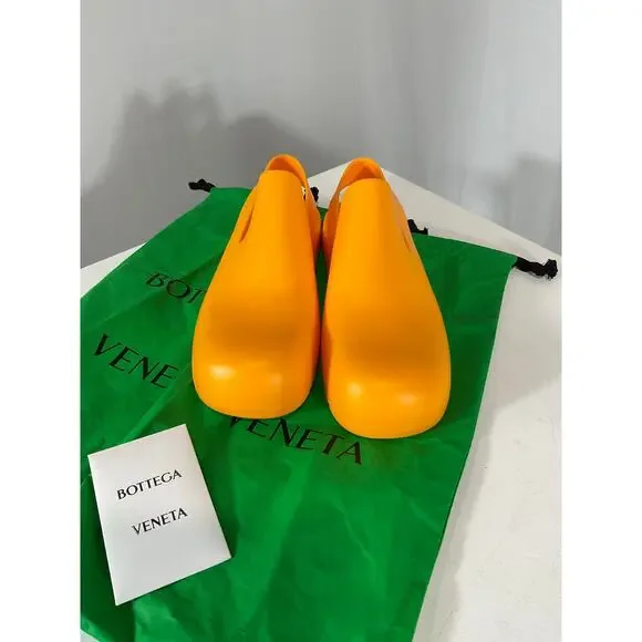 Bottega Veneta 'Puddle' Orange Rubber Mules Size 38